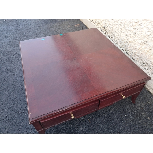 485 - Large Mahogany Coffee Table with 4 Drawers (108cm x 108cm x 46cm)