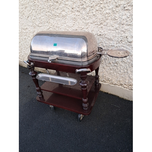 488 - Very Good Mahogany and Silver Plate Carvery Trolley