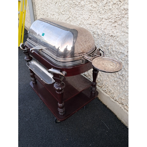 488 - Very Good Mahogany and Silver Plate Carvery Trolley