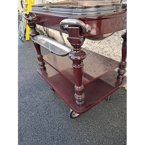 488 - Very Good Mahogany and Silver Plate Carvery Trolley