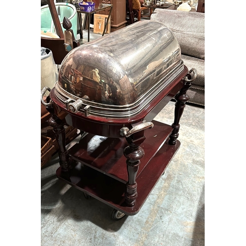 488 - Very Good Mahogany and Silver Plate Carvery Trolley