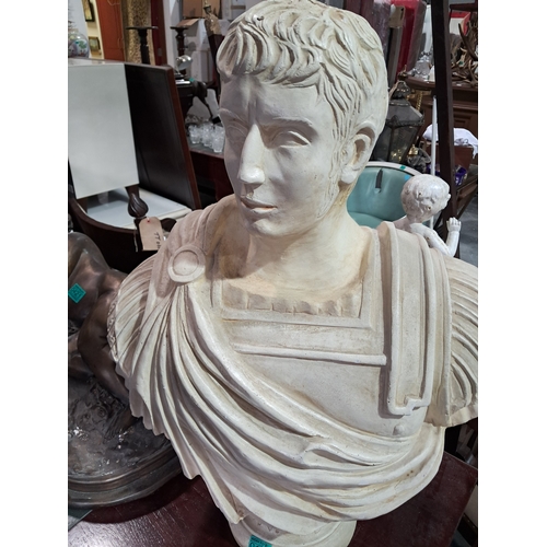 489 - Plaster Bust of a Roman General (72cm Tall)