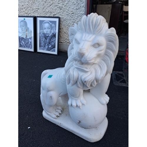 498 - Oriental Cast Marble Figure of a Lion (Heavy) 82cm Tall