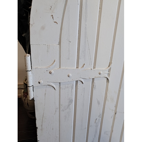 526 - Pair of Gothic Style Arch Doors with Iron Strapwork Hinges (140cm x 205cm)