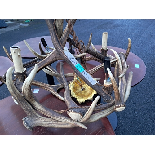 535 - Good Vintage Antler Ceiling Light Fitting