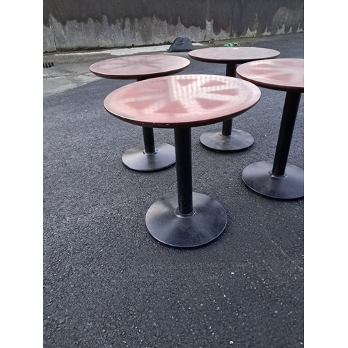 536 - Lot of 10 Circular Pub Tables on weighted metal bases.  (60cm Diameter x 66cm Tall)