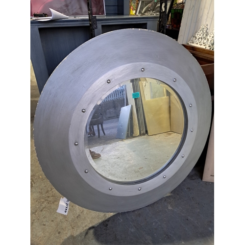 537 - Large Circular Cushion Frame Mirror and another (104cm Diameter)