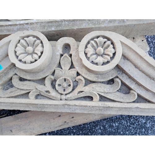 543 - Pair of early Victorian carved Stone Pediments - Mid 19th Century   (107cm x 37cm x 25cm)