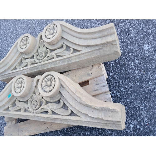 543 - Pair of early Victorian carved Stone Pediments - Mid 19th Century   (107cm x 37cm x 25cm)