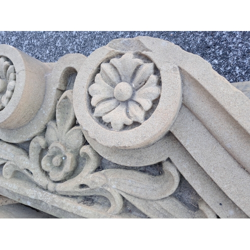 543 - Pair of early Victorian carved Stone Pediments - Mid 19th Century   (107cm x 37cm x 25cm)