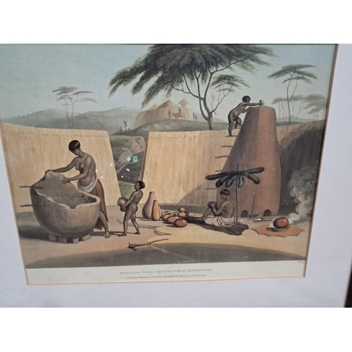 558 - Booshuana Women manufacturing Earthenware framed Engraving and 2 others (64cm x 54cm)