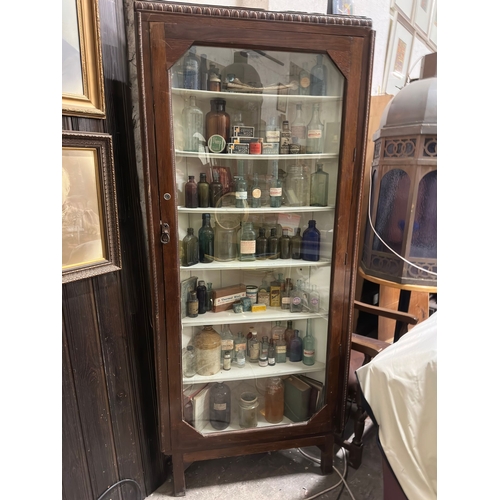 13 - Limerick Chemist Shop Corner Display Cabinet including Contents - Large Quantity of Chemist Bottles ... 