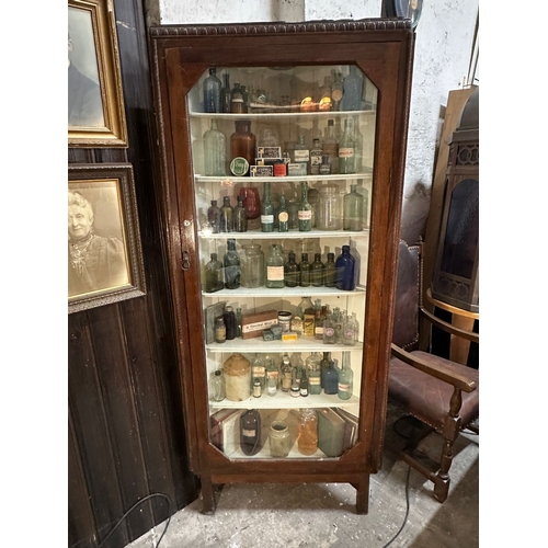 13 - Limerick Chemist Shop Corner Display Cabinet including Contents - Large Quantity of Chemist Bottles ... 