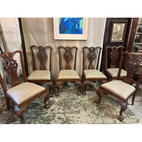 31 - Set of 6 Vintage Hardwood Dining Chairs in chippendale manner