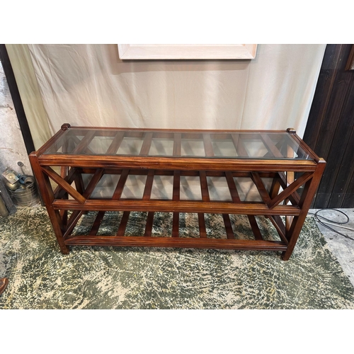 34 - Decorative Wooden Stand with Glass top (Width 150cm x Diameter 45cm x Height 75cm)