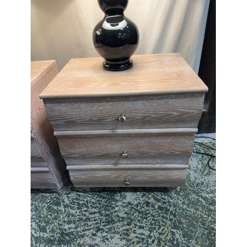 41 - Pair of Limed Oak Lockers - 2 Drawers and secret Drawer (Width 60cm x Diameter 45cm x Height 70cm)