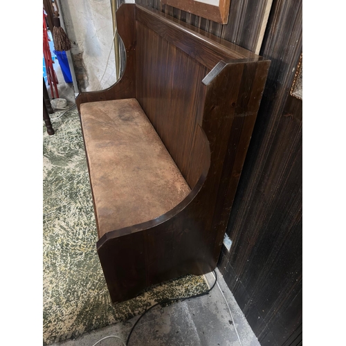 49 - Good quality Tudor Style Pub / Restaurant Bench with Faux Suede Covered Seat (Height 115cm x Width 1... 