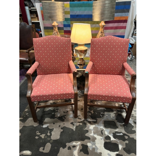 60 - Pair of Gainsborough Style Mahogany Chairs (small damage to one chair - see picture)