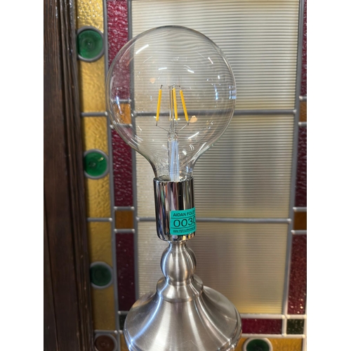 30 - Limited Edition Table Lamp - Champagne Cork filled base, Chrome and Glass with large filiment Bulb -... 