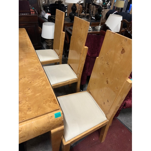 46 - 8 Seater High Back Birdseye Walnut Finish Table and Chairs (Width 100cm x Length 190cm x Height 80cm... 