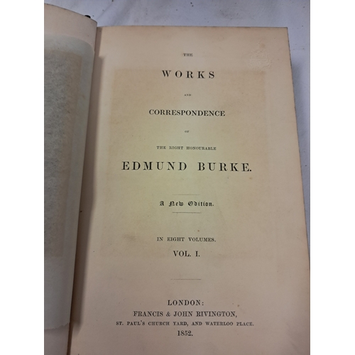 133 - The Works and Correspondence of Edmund Burke - 8 well Bound Volumes - Published 1852 8 well Bound Vo... 