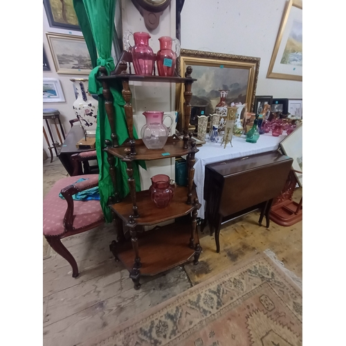 100 - Victorian Walnut 4 Tier What Not