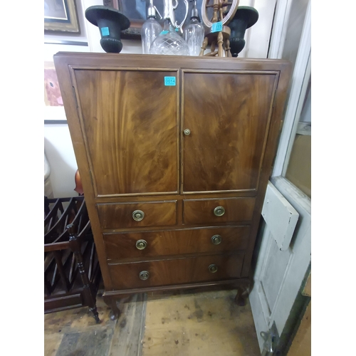 14 - Vintage Mahogany Dwarf Linen Press (125cm x 76cm x 48cm)