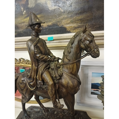 35 - Impressive Bronzed Figural Group of an Army Officer on Horseback (70cm x 52cm x 26cm)