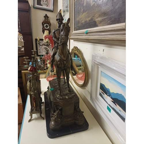 35 - Impressive Bronzed Figural Group of an Army Officer on Horseback (70cm x 52cm x 26cm)