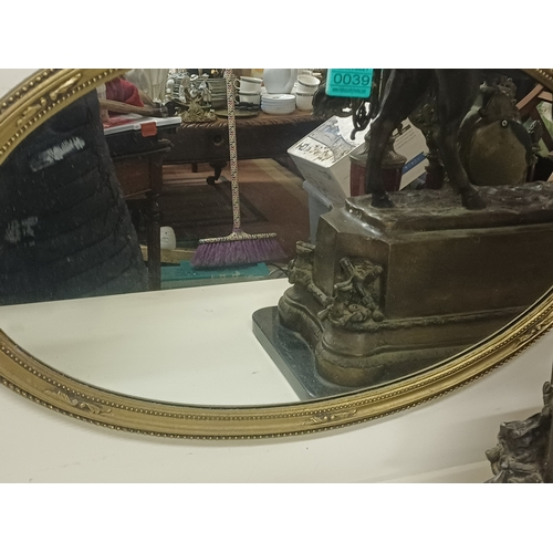 39 - Neat Vintage Oval Gilt Frame Mirror (40cm x 60cm)