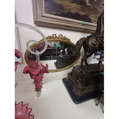 39 - Neat Vintage Oval Gilt Frame Mirror (40cm x 60cm)