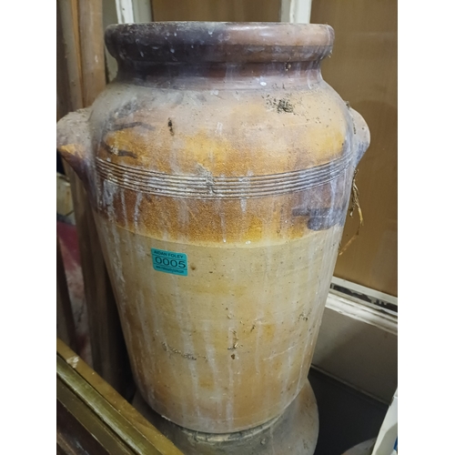 5 - Terracotta Chimney Pot and a Large Ironstone Crock