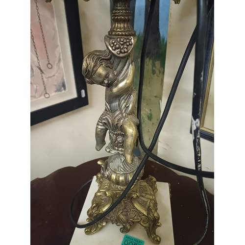 51 - Impressive 4 Branch Marble and Brass Table Lamp (70cm Tall)