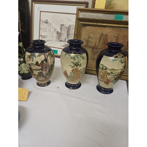 75 - Two Royal Doulton Vases, Three Oriental Satsuma Vases and others