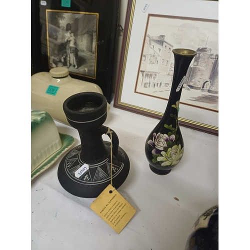 75 - Two Royal Doulton Vases, Three Oriental Satsuma Vases and others