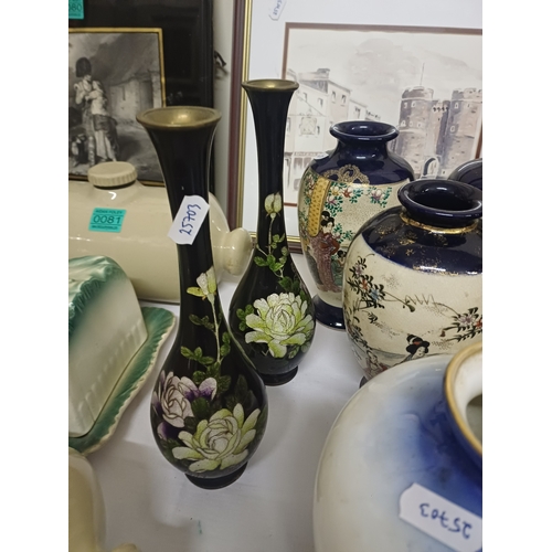 75 - Two Royal Doulton Vases, Three Oriental Satsuma Vases and others