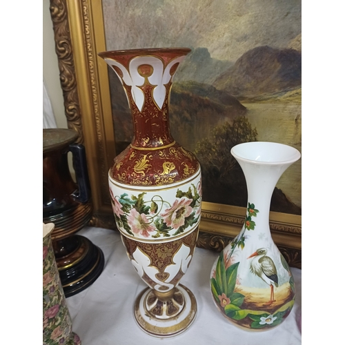 90 - Bohemian Glass Vase and other Decorative Glass Vases