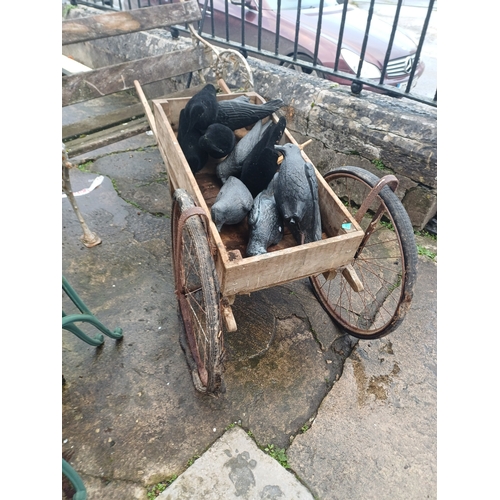 6 - Old Pine Garden Trolley with 2 Large Wheels (needs attention)