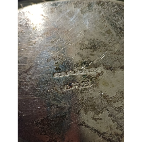 106 - Tall Silver Plate Candlestick of Corinthian Form together with a 4 Piece Silver Plate Tea Set