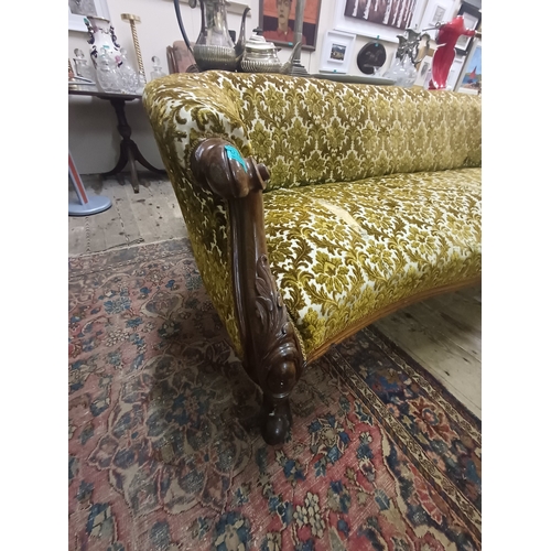 107 - Good Victorian Carved Walnut Show Frame Sofa of Serpentine Form