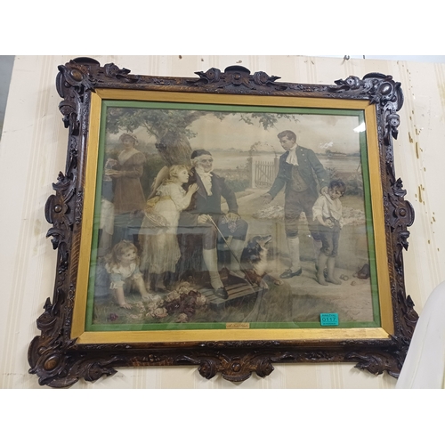 117 - Edwardian Coloured Print in a very well Carved Frame