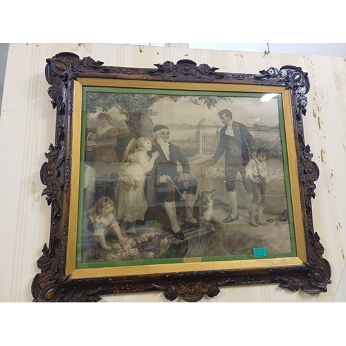 117 - Edwardian Coloured Print in a very well Carved Frame