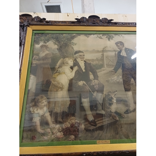 117 - Edwardian Coloured Print in a very well Carved Frame