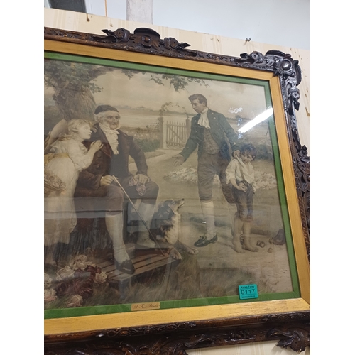 117 - Edwardian Coloured Print in a very well Carved Frame