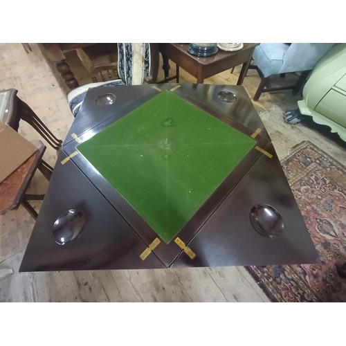 127 - Edwardian Mahogany Envelope Card Table on a Decorative Base