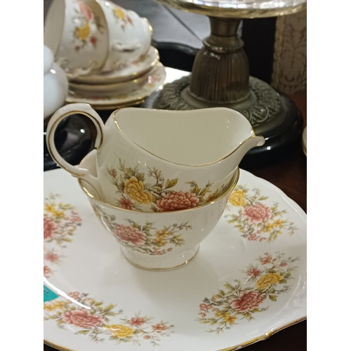 130 - Coolclough Bone China Floral Tea Set - 27 Piece Tea Set (serves 8)