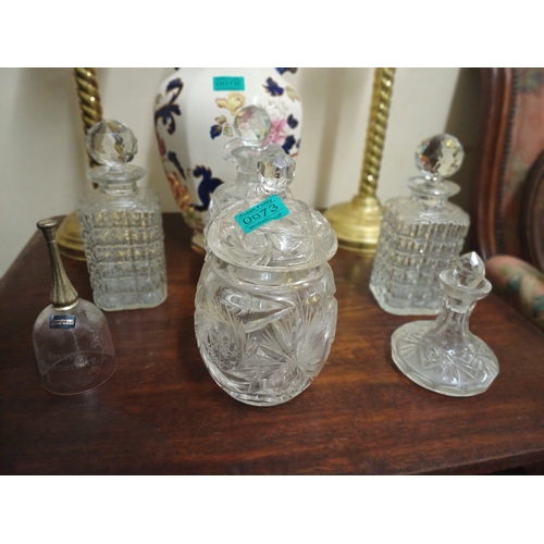 73 - Pair of Antique Glass Decanters and others