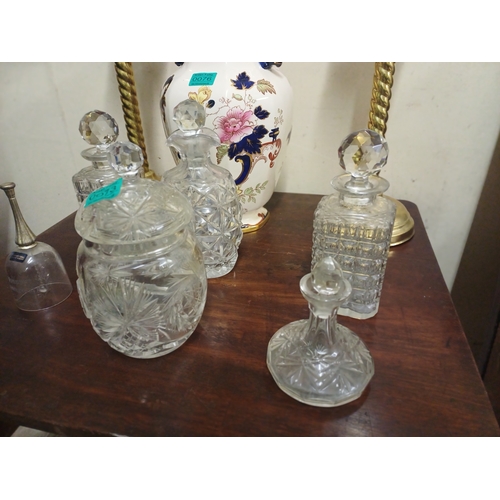 73 - Pair of Antique Glass Decanters and others