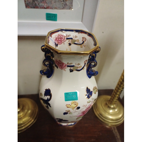 76 - Large Masons Ironstone Mandalay Pattern Vase (41cm Tall)