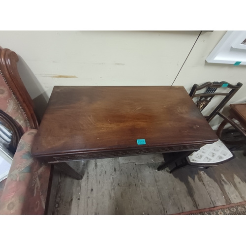 87 - Georgian Mahogany Tea Table with Chippendale Fretwork Frieze
